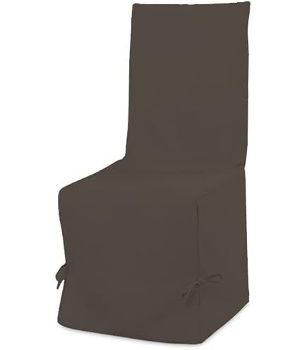 Lot De 2 Housses De Chaise SCHEFFLER « Mila » - Polyester Extensible Avec Nœud - Marron - Lavable 40°C