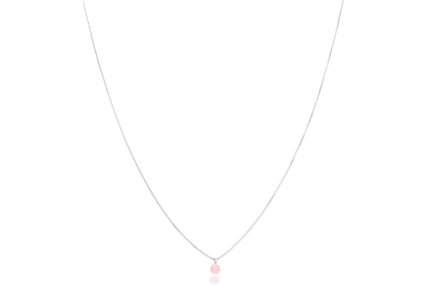 MALU MAIESE - Collar Mini Stones Plata 925, Colgante Minimalista con Piedra Semi Preciosa, Cadena Veneciana Plata y Mineral, Regalo Perfecto para Mujer (Cuarzo Rosa, 50 cm en Plateado)