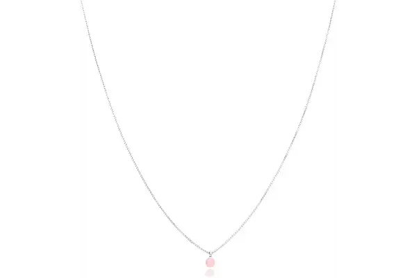 MALU MAIESE - Collar Mini Stones Plata 925, Colgante Minimalista con Piedra Semi Preciosa, Cadena Veneciana Plata y Mineral, Regalo Perfecto para Mujer (Cuarzo Rosa, 50 cm en Plateado)