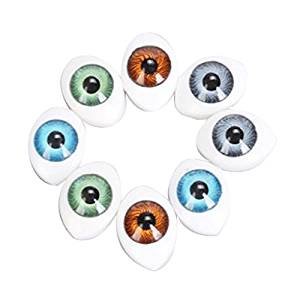 Veroda 4 Color 8pcs Oval Hollow Back Plastic Eyes For Doll Mask DIY 6mm