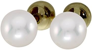 14k Yellow Gold 6mm Quality Freshwater Cultured Pearl Reversible Stud Earrings