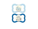 MAM Set de 2 Sucettes Coloris aléatoire -  Air Nuit en Silicone dans Boîte Stérilisation, 18+ Mois