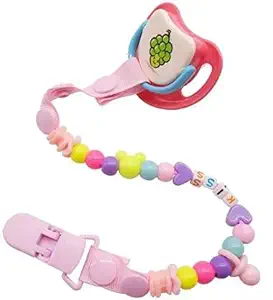 Baby Soother with Chain 1Pcs Baby Pacifier Clips Children for Baby Present Baby Clip Nipple Clips Newborn Dummy Holder for Teethers (Pack of 1) Soother (Multicolor) DL-01111