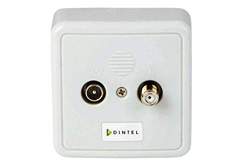 Dintel - Toma intermedia 10 dB 2 salidas TV-SAT | Toma de zinc y la carcasa de plástico de alta calidad | Todo el conector de puertos, 75 Ohm | 2 salidas dedicados para señales de TV y FM