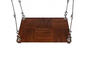 Riyo Moda Indoor Outdoor Wooden Hanging Swing Set/Jhula with Polyurethane Coating for Home and Garden (Upto 200kgs of Human Weight)