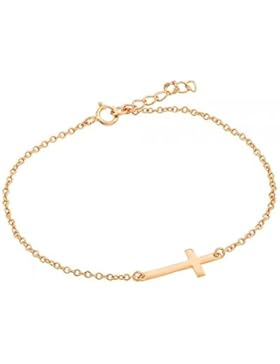 mit Rose gold überzogen Sterling Silber Seitlich Kreuz Armkette