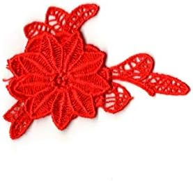 2 Pieces X Double Layers red Floral lace Applique red Flower Patch for Sewing sew on red Cotton lace Motif (S2d)