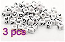 Peaux 290pcs Acrylic Beads ALPHABET black and CUBE white A-Z mixture 6 * 6mm