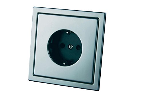 Preisvergleich Produktbild SCHUTZKONTAKTSTECKDOSE M. RAHMEN "INOX"