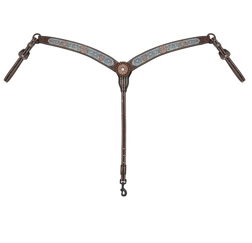 Weaver-Leather-Savannah-Breast-Collar-Metallic-TurquoiseBrown