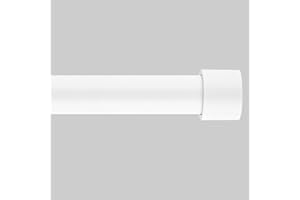 BOOM JOG 16/19mm Diameter 70-120cm Extendable Curtain Pole Set with End Cap Finials. (WHITE). Includes Rods,Finials,Brackets,Fitting sets. 28-48" Single Adjustable Curtain Rod without Ring.