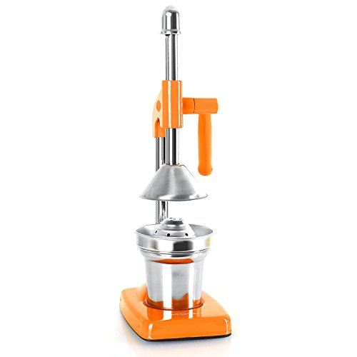 oneConcept EcoJuicer Zitruspresse manuelle Saftpresse Orangen und Zitronenpresse mit Hebelmechanik (handbetrieben, lautlos, aus Edelstahl) orange - 2