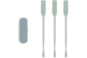 ZISWIN 2024 New 2-in-1 Nasal Hair Cutter, Nostril Hair Remover Tool, Double Sided Nose Hair Knife, Portable Manual 360° Rotating Nose Hair Trimmer with Ear Picker for Women Men (Green, 3PCS)