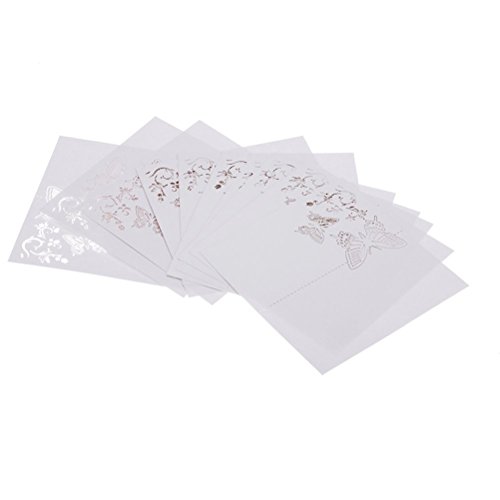 ROSENICE 50 Stück Tischkarten Schmetterlings Blume Hochzeit Dekoration Tischdekoration Namenskarten Platzkarten - 5