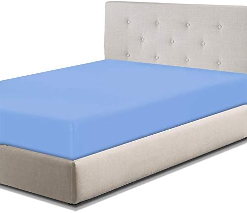 Imperial Rooms Percale Easy Care Elastic Fitted Sheet Soft and Cozy Plain Dyed Microfiber Bed Sheet Single Double King (Sky Blue, Double)