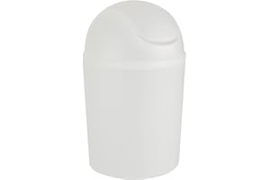 WENKO Schwingdeckeleimer Arktis, 4,5 Liter Fassungsvermögen, praktischer Kosmetikeimer für Bad, Gäste-WC & den gesamten Haushalt, aus Kunststoff, Maße (B/T x H): Ø 19,5 x 32 cm, Weiß gefrostet