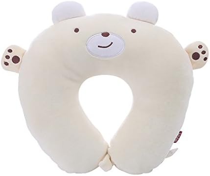 Ultra-soft plush cartoon U-shaped pillow travel neck pillow cover office nap pillow Massage Pillow cervical pillow aircraft 30*40 m White - Meng Xiong