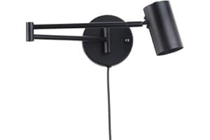 B·LED BARCELONA LED Barcelona LED Wandleuchte mit schwenkbarem Arm und Kabel mit Stecker und Schalter, Leselampe, E27-Fassung für Wohnzimmer, Schlafzimmer, Nachttisch, Kopfteil