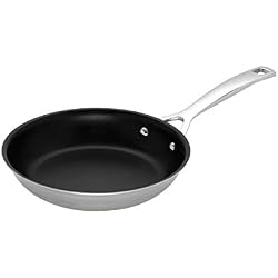 Le Creuset Poêle Anti-adhérente, Ø 20 cm, Inox 3-ply Intégral, Sans PFOA, Compatible avec Toutes Sources de Chaleur (y Compris Induction), Argenté