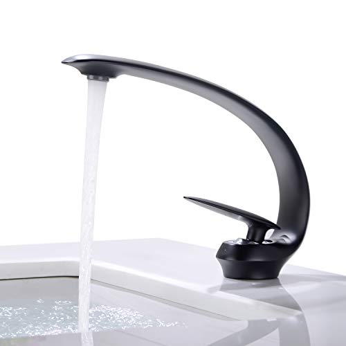 Preisvergleich Produktbild BONADE Schwarz Badarmatur Waschtischarmatur / Wasserhahn bad / Spültischarmatur / mittelhoher Auslauf / Einhand-Spültischbatterie / Badzimmer Waschbeckenarmatur / chrom