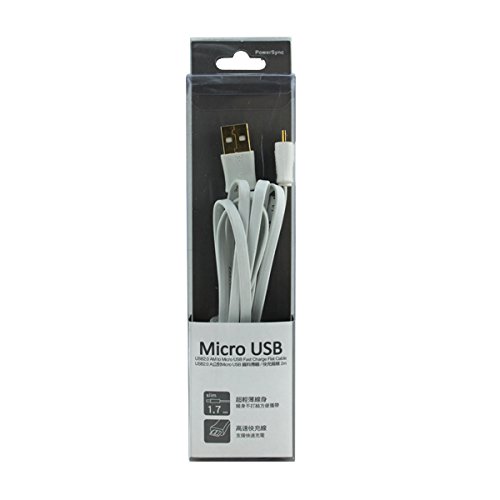 PowerSync USB2.0 Sync And Charging Flat Cable 2 Meter White