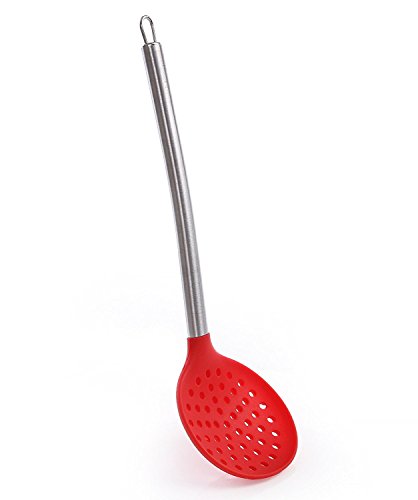 iNeibo kitchen schaumkelle-schaumlöffel-abseihlöffel mit einem hochwertigem Silikoneinlage kopf und rostfreiem edelstahl handgriff der kühl bleibt-keine verbrennung mehr