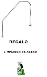  Pasamanos baranda de bajada piscina FX L. 1829mm. Acero inoxidable. AISI 316. Dos puntos de apoyo dos escalones con tramo recto de 458mm + tramo inclinado pletinas + tornillos + tacos. REGALO Limpiador de acero