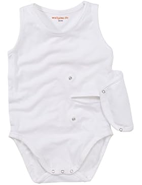 wellyou, Kinder Baby-Body Sondenbody ohne Arm in großen Größen, klassisch weiß, aus Baumwolle/Elasthan, für Mädchen...