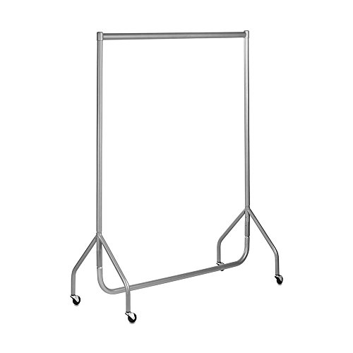 Shopfitting Warehouse Stabiler, Großer Kleiderständer, Garderobenständer – Robuste 122cm lange Profi-Kleiderstange komplett aus Stahl in Silbergrau