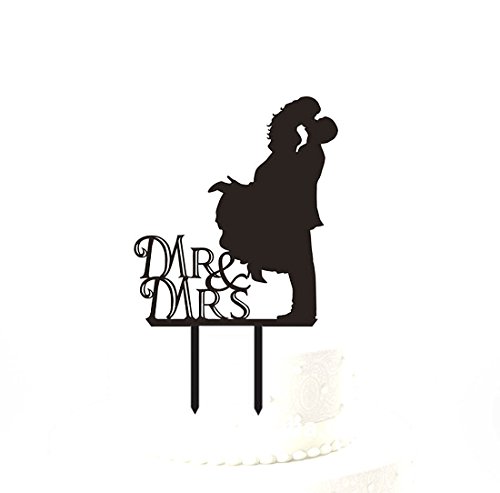 Musuntas Personalized Mr & Mrs Wedding Cake Topper Kuchendeckel, Braut-und Bräutigam-Hochzeits-Silhouette （style 1) - 2