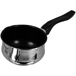 Buckingham Casserole à Lait à Induction en Acier Inoxydable 1 L avec revêtement Anti-adhésif Xylan et Double poignée en bakélite Argenté/Rouge