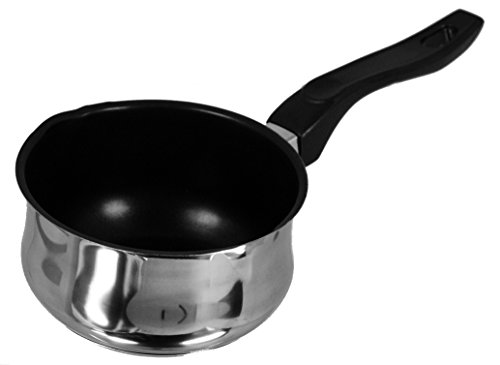 Buckingham Casserole à Lait à Induction en Acier Inoxydable 1 L avec revêtement Anti-adhésif Xylan et Double poignée en bakélite Argenté/Rouge