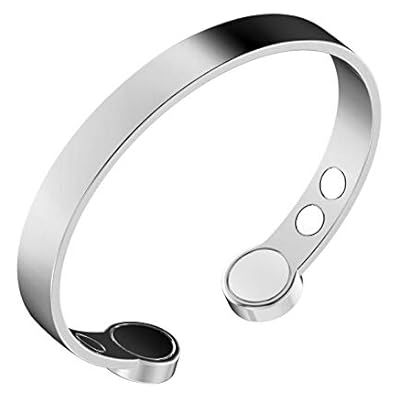 Rosian & Levine Copper Bracelet For Arthritis, Migraine & Pain Relief, Osteoarthritis, Menopause Support, Hot Flushes, Carpal Tunnel Silver Plated Magnetic Healing Bracelets - Git For Men And Women