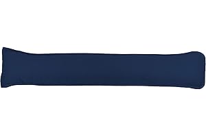 COMFORT COLLECTIONS Plain Dyed Fabric Draught Excluder Stopper Cushion Heavy Door Draught Stopper Polycotton 92 x 20cm - Navy