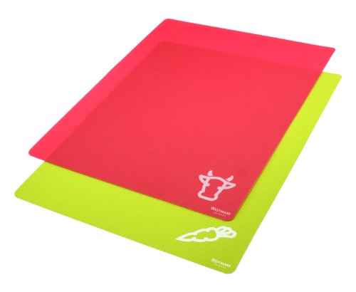 Westmark 2 Flexible Schneidmatten, Für Gemüse und Fleisch, 38 x 30,5 x 0,1 cm, Kunststoff, Grün/Rot, 11772250