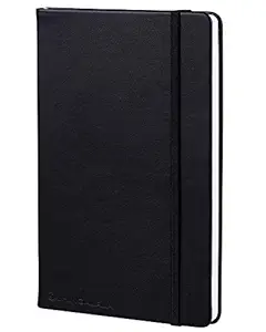 Jhingalala PU Leather Finish Hard Bound A5 Size Executive Diary Notebook with Elastic Closure (Black)