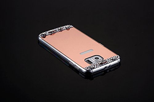 Galaxy S7 Hülle,Galaxy S7 Schutzhülle,Galaxy S7 Case,ikasus® [Bling Glitzer Kristall Strass Diamant Spiegel Hülle] Galaxy S7 Silikon Hülle,Glänzend Glitzer Kristall Strass Diamanten Überzug Mirror Spiegel Muster Stoßdämpfend TPU Silikon Schutz Handy Hülle Case Tasche Silikon Crystal Case Schutzhülle Etui Bumper für Samsung Galaxy S7 – Rose Gold - 5