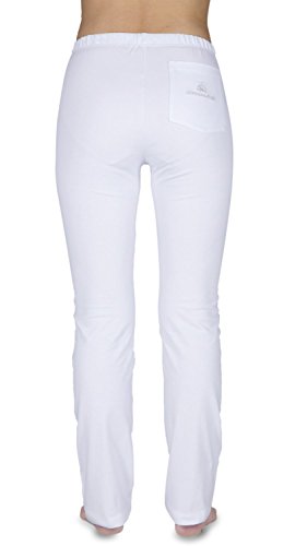 SONNENGRUSS Yogahose für Damen, lang. Bequeme Hose für Frauen aus weichem Jersey-Strick in 92 % Baumwolle und 8% Elasthan. Größe XS bis XL . In den Farben marine-blau, schwarz und weiß. - 3