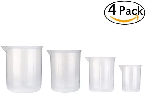 Newwestocean A set of 4 Transparent Measuring Cup Labs Plastic Graduated Beakers 50ml 150ml 250ml 500ml