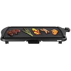 Duronic GP20 Plancha électrique antiadhésive 2000W 52 x 27 cm avec thermostat et bac à jus amovible - Cuisson sans ajout de matière grasse idéal pour soirée en famille et amis