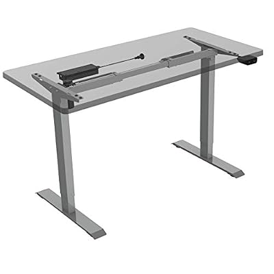 FLEXISPOT EC1S Bureau Électrique Réglable en Hauteur Bureau Assis-Debout, Table de Bureau à Domicile, Cadre à 2 Étages avec Mono-Moteur, Gris