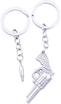 Keychain Keyring revolver and Cartridge/Can be split in Two Key Pendant