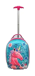 FunBlast Hard Canvas Luggage Trolley Bags for Kids - Cartoon Backpack for Kids, Cartoon Travel Bag Suitcase for Kids,Boys,Girls, Unicorn Trolley Kids -Multicolor
