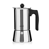 TRADITION TRIFFT MODERNE: Espresso aus dem Herdkännchen - traditionelle Espresso-Zubereitung von Hand in modernem Edelstahldesign für besonders aromatischen Espresso-Genuss bzw. Mokka-Genuss.