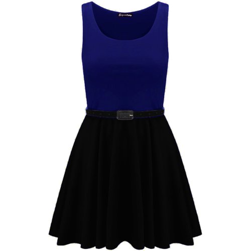 Fashion Star Womens Belted Flared Franki Party Skater Dress