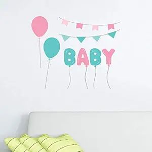 StickMe Happy Birth Day - Balloon - Decoration - Baby - Kids - Nursery Pre School Kinder Garden Wall Sticker  -SM238 (Multi Colour, Vinyl - 100cm X 80 cm )