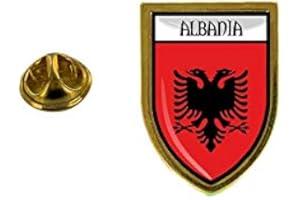 Akachafactory - Spilla con spilla, motivo: bandiera del Paese Stemma Albania Albanese