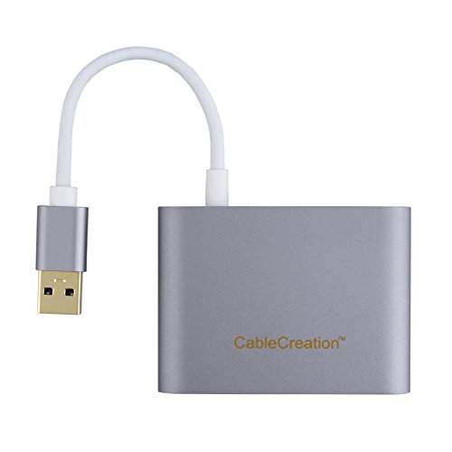 CableCreation USB Hub, 4-Port USB 3.0 Hub + USB C Adapter, für iMac, MacBook, Lenovo Yoga, Dell XPS oder jeder PC hat USB 2.0 / 3.0 / USB-C Port, Grau Aluminium - 4