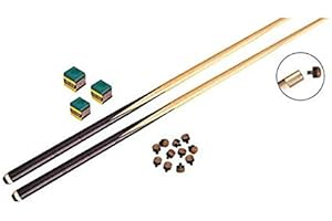 SUPREME - Lot 2 Queues billard 123 cm 1pc + 3 craies vertes + 10 embouts