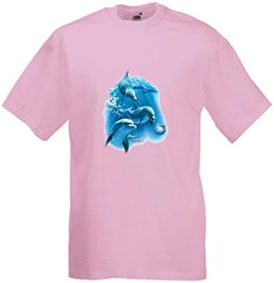 Simply Tees Dolphins Play Ball Adult's T-Shirt Pink- Small (35/37")